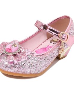 Beunique New Front Fille Haute Qualité Chaussures de Princesse Reine des Neiges Elsa Anna Paillettes Halloween Anniversa