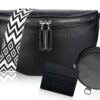 LYJOW Sac Banane Femme Cuir Chic Noir Pour Femme Voyage Travail avec Porte-Monnaie Amovible et Large Sangle Réglable