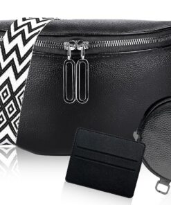 LYJOW Sac Banane Femme Cuir Chic Noir Pour Femme Voyage Travail avec Porte-Monnaie Amovible et Large Sangle Réglable