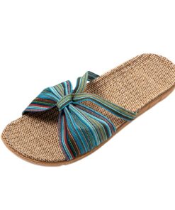 Pantoufles été confortables en lin Cool semelles souples Noires pour femmes