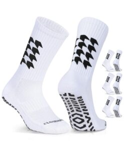 CLOSEMATE 3 Paires Chaussettes Antidérapantes pour Homme Femme 39-42 43-46 Noir Bleu Rouge Motifs Résistantes Respirent