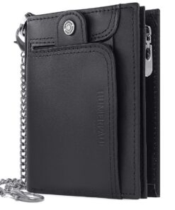HNOOM Portefeuille en Cuir Homme Blocage RFID Porte Monnaie avec Chaîne pour Homme - Classique et Fonctionnel - Poche à