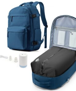 Sac à dos livbote pour voyage en avion - Imperméable, compressible avec pompe et airbag - Bleu paon, taille 45x36x20 cm,
