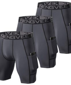 ZENGVEE Shorts de Compression pour Hommes Cool Dry avec Poches latérales pour la Course et l'Entraînement