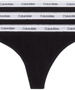 Calvin Klein Lot de 3 strings modernes avec logo pour femme - Séduction garantie - Polyester 85%, Élasticité 15% - Taill