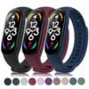 Wanme Sil modele 3-pièces bracelet pour Xiaomi Mi Band 7, bandes respirantes et siliciles, noir, bleu marin, rouge vin p