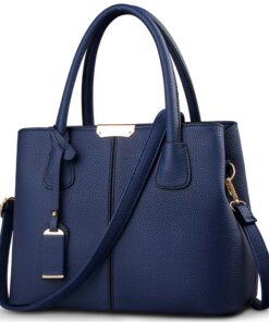 FOLOVEYA Sac à Main Femme Élégant Beau Sac Cabas Dames Cuir PU pour Travail Voyage Achats Bleu A