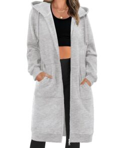 RITOSTA Sweat à Capuche Femme Zippé Veste Polaire Longue Pullover Manches Longues Épais Hoodie Lâche Manteau Automne Hiv