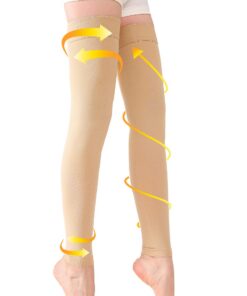 Paire de bas de contention opaques 20-30 mmHg xxl sans pieds, silice bandage pour gonflements varices œdèmes beige