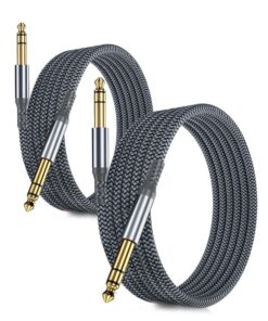 RUXELY Câble Instrument Audio Stéréo Nylon 3M 2 Pièces 1/4 Mâle vers Mâle pour Guitare Électrique Basse Clavier Table de