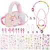 Ensemble Newofview sac à main et bijoux licorne fille - Jeu de rôle pour enfants - Cadeau d'anniversaire