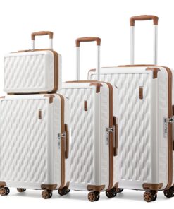 Valises rigides Sea Choice 4 pièces 55/65/75 cm TSA Serrure Roues Blanches Bagages de Voyage
