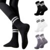 Risipu Lot de 3 paires de chaussettes antidérapantes pour femme, Pilates, danse, trampoline - Coupe ergonomique, absorpt