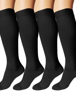 Chaussettes de compression lot de 4 paires homme femme - Support pour sport course cyclisme voyage avion - Chaussettes d