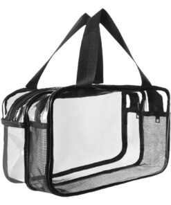 Trousse de Toilette Voyage Aucuu Grande Capacité pour Homme et Femme, Sac Cosmétiques PVC Transparent Double Couche, 27