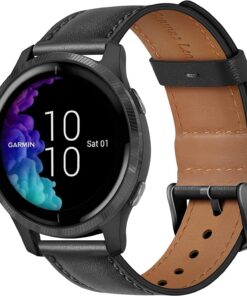 Wanme Cuir Bracelet Compatible avec Garmin Vivoactive 3 / Venu/Venu Sq 2 / Venu Sq Homme Femme, Bracelet de Remplacement