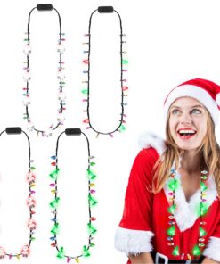 Hifot Collier Lumineux Noel Enfants Adultes 3 Modes Collier Sapin de Noël Père Noëlbijoux Noel | Accessoires Party Carna