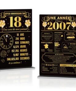 Lot de Décoration de Table Putuo 18 Ans et Année 2007 pour Anniversaire ou Cadeau Souvenir avec Base 15x6cm