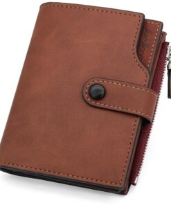 GOUNNU Portefeuille Homme en Cuir avec RF Lock Sécurité Porte Monnaie Homme Vertical avec Fermeture à Glissière et 15 Em