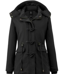 Duffle Coat Doublure Polaire Femme Chaud en Coton Veste Détachable Militaire Slim Fit Parka Hiver