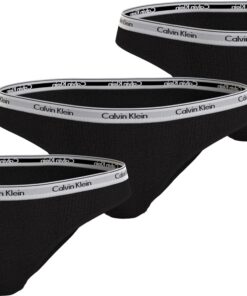 Calvin Klein Slip Bikini Femme en Coton Stretch Noir, Lot de 3 Modèles M