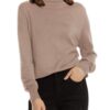 Chamois Woolen Bloom Pull Femme Hivernal Chauffant Mode Manches Longues Côtelé Col Roulé