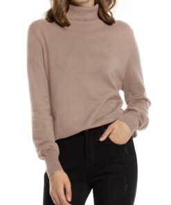 Chamois Woolen Bloom Pull Femme Hivernal Chauffant Mode Manches Longues Côtelé Col Roulé