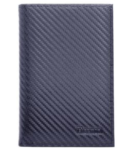 Charmoni Grande Portefeuille pour Homme - Classique - Porte Carte & Papier Voiture - Cuir Synthétique Bleu Marine (15X11