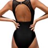 Maillot de bain une pièce CUPSHE femme | Effet gainant | Col haut | Découpe dans le dos | Maille