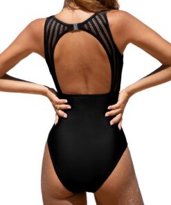 Maillot de bain une pièce CUPSHE femme | Effet gainant | Col haut | Découpe dans le dos | Maille