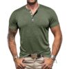 Tee Shirt Homme Henley Bouton Taille Normale Volemo Mode
