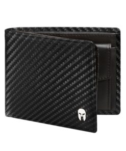 SPARTANO Portefeuille Homme RFID Sécurisé - 11 Emplacements Cartes, Modèle ZEUS en Carbone, Porte-Monnaie Anti-Vol avec
