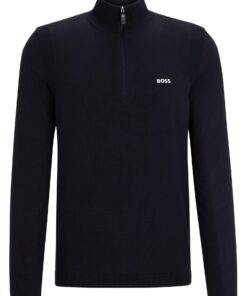 BOSS Hommes Pull en Coton Mélangé Ever-X QZ Zippé Logo Imprimé pour Professionnels Environnement de TravailComfort et St