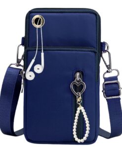 Sac OHSN Porter Femme Bleu Foncé Portable Bandoulière 2pcs Tel Petit Portefeuille