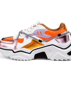 Baskets Femme LUCKY STEP Rétro à Plateforme Chaussures Chunky Usables en Daily Wear et Pour Promenades Couleurs Block