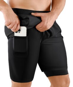 Niksa Short de Sport Respirant Homme 2 en 1 Poche Fitness Course Stretch