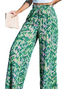CUPSHE Pantalon Palazzo à jambe large pour femme, imprimé abstrait, confortable et dynamique, pantalon de plage d'été