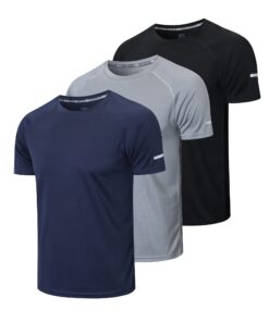 3 Pack Chemise À Manches Courtes Sportive_homme_Séchage_Rapide_Respirant_Fitness_Gym_Baselayer_Haut