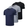 3 Pack T-Shirt Sport Homme Respirant Séchage Rapide Baselayer Haut Running Fitness Gym