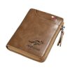 Portefeuille Homme Cuir RFID avec 13 Porte Cartes & Poche à Monnaie, Petit Portefeuille Homme Fermeture éclair Cadeau No