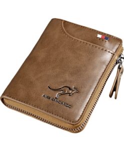Portefeuille Homme Cuir RFID avec 13 Porte Cartes & Poche à Monnaie, Petit Portefeuille Homme Fermeture éclair Cadeau No