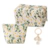 Pclapora Trousse de Maquillage Femme Floral Motif Marguerites Grandes Capacités Pour Voyage Femmes