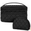 NUBILY Trousse de Toilette Femme Imperméable Grande Capacité Sac à Cosmétiques 2 Couche 2 Pièces Trousse à Maquillage