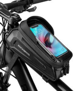 ROCKBROS Sacoche de Cadre Velo pour Smartphone sous 6,8'', Support de Téléphone Bicyclette, Étanche et Compatible Écran