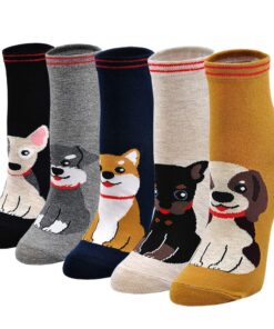Chaussettes ZFSOCK Femmes Motif Animaux Chat Chien Douces en Coton 5 Paires EU 35-42 OEKO-TEX