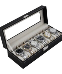 Boîte en Cuir Pu Nuangoo pour Rangement de Montres avec Coussins x6, Idéal en Cadeau pour Hommes, Boîte à Montres en Cui