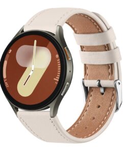 Bracelet Wanme pour Samsung Galaxy Watch 40mm 44mm Femme Homme, Cuir Remplacement 20mm Lumière stellaire