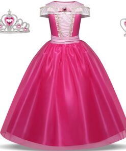 Déguisement Aurore Fille Cosplay Noël Carnaval Halloween Fête Anniversaire Enfant Costume Rose 3-13 Ans Déguisement Au