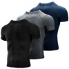 Niksa 3 Pack Tee Shirt Compression Homme Vetement de Fitness Gym Vetement Sportif pour Jogging Musculation Baselayer