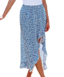 CUPSHE Jupe midi asymétrique à volants parfaite pour les femmes en été à la plage